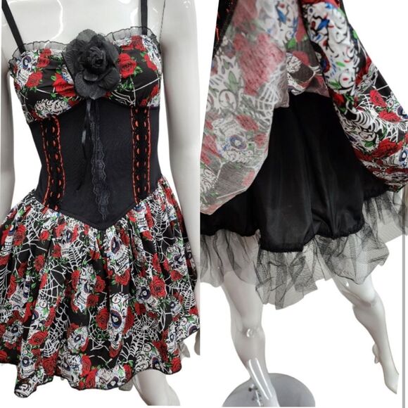 Brand New! Dia De Los Muertos Dress Sz Med - Picture 3 of 3